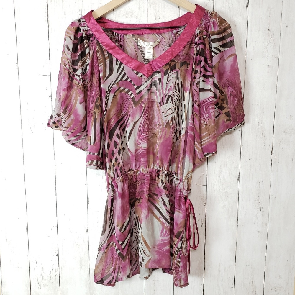 Ya-Da fuchsia color blouse, size small, sheer,